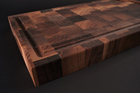 XL DASKA ZA REZANJE S KANALOM ORAH 54 X 30 X 4 CM END GRAIN KONSTRUKCIJA
